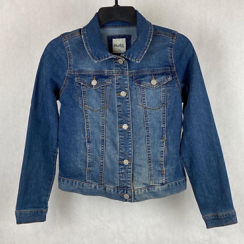 Mudd Girls Denim Jacket Size 16 Button Front Cropped